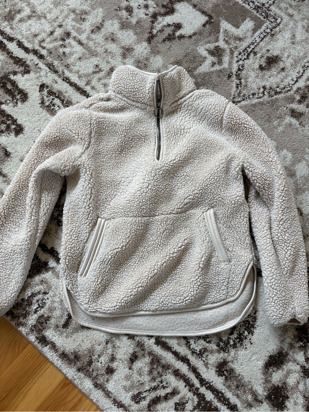 Te Verde Cream Sherpa Quarter-Zip Pullover